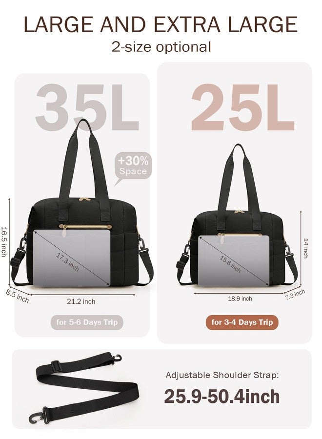 Tuwubi Travel Duffel Bag, Puffer Gym Bag for Women Lightweight Weekender Overnight Bags, Carry On Tote For Spirit Airlines Personal Item Bags with Toiletry Pouch（Black, M) - Image 2